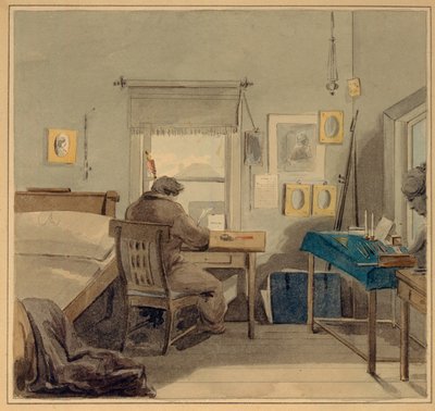 Aan het werk. In het huis van Pavel Nashchokin, 1824 door Pyotr Fyodorovich Sokolov