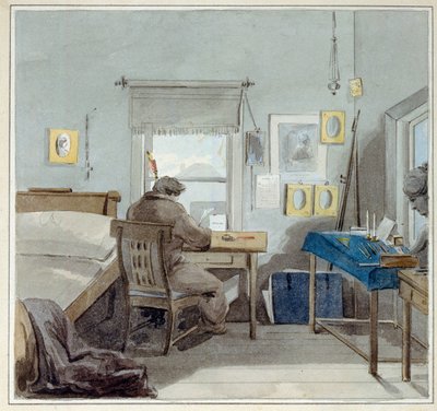 Aan het werk. In het huis van Pavel Nashchokin (Moskou) door Pyotr Fyodorovich Sokolov