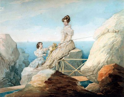 Keizerin Alexandra Fjodorovna met dochter Groothertogin Maria Nikolaievna van Rusland door Pyotr Fyodorovich Sokolov