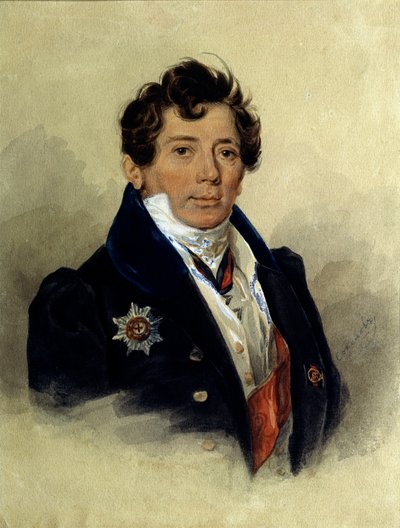 Portret van Alexander Toergenjev (1784-1846), historicus en staatsman door Pyotr Fyodorovich Sokolov