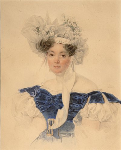 Portret van Gravin Varvara Sergeyevna Golitsyna 1794-1875, geboren Rumyantseva-Kagulska, midden 1830s door Pyotr Fyodorovich Sokolov