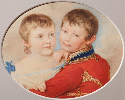 Portret van Kroonprins Alexander Nikolayevich en Groothertogin Maria Nikolaevna als Kinderen door Pyotr Fyodorovich Sokolov