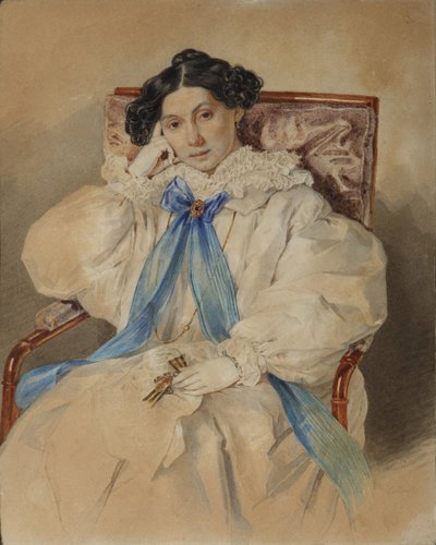 Portret van Elizabeth Mikhailovna Khitrovo 1783-1839, 1838 door Pyotr Fyodorovich Sokolov