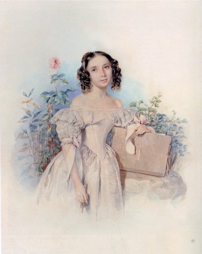 Portret van prinses Helen Biron von Curland, née Meshcherskaya 1818-1843, 1830s door Pyotr Fyodorovich Sokolov