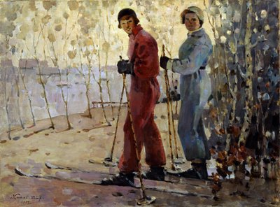 De skiërs door Pyotr Ivanovich Kotov