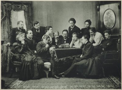 Anton Tsjechov leest De Meeuw met het Moskouse Kunsttheatergezelschap, 1899 door Pyotr Petrovich Pavlov