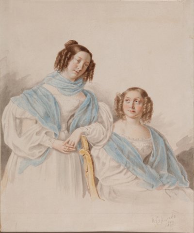 Portret van zusters gravinnen Antonina Dmitrievna en Lidia Dmitrievna Blud door Pyotr Petrovich Sokolov