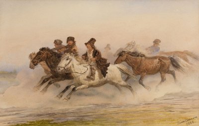 De Nachtwacht. Illustratie voor Schetsen uit een Jagersalbum door I. Toergenjev door Pyotr Petrovich Sokolov