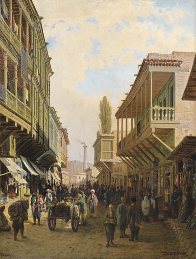Een straat in Tiflis door Pjotr ​​​​Petrowitsch Wereschtschagin