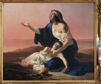 Agar en Ismael in de woestijn. Schilderij van Pyotr Stepanovich Petrovsky door Pyotr Stepanovich Petrovsky