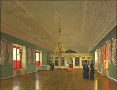 Interieur van de Paleiskerk van St. Alexander Nevsky, Anichkov Paleis, Sint-Petersburg door Pyotr Vasilyevich Tutukin