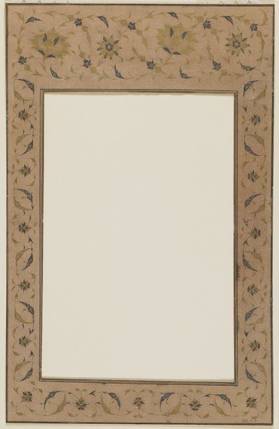 Gestencilde manuscript rand met bloemmotieven door Qajar School