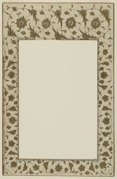 Gestencilde manuscript rand met bloemmotieven door Qajar School