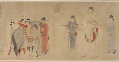 Consort Yang op een Paard, Late Yuan of Vroege Ming Dynastie door Qian Xuan