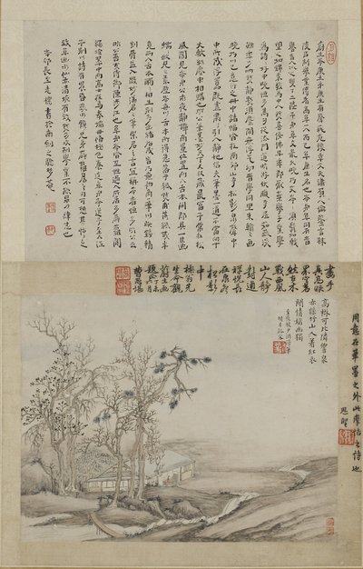 Een geleerde in zijn bergstudio door Qing Dynasty Chinese School