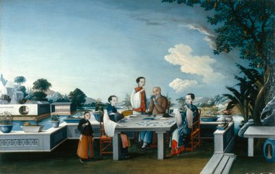 Kaartspelers op een Open Terras, c.1800 door Qing Dynasty Chinese School