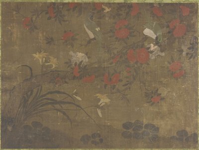 Papegaaien eten granaatappels door Qing Dynasty Chinese School