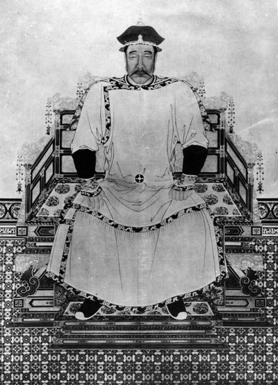 Portret van Hong Taiji door Qing Dynasty Chinese School