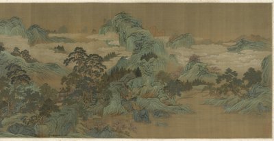 Rivierlandschap in blauw en groen, 17e-18e eeuw door Qing Dynasty Chinese School