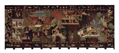Twaalfvoudig coromandel scherm, 18e eeuw door Qing Dynasty Chinese School