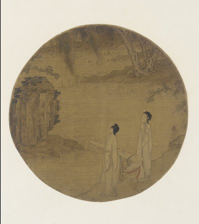 Twee Vrouwen met een Qin (citer) door Qing Dynasty Chinese School