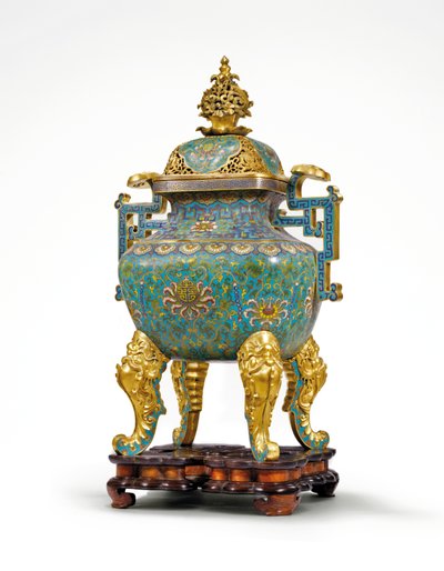 Grote Keizerlijke Cloisonne Emaille Ruyi-Handvat Wierookvat door Qing Dynasty   Qianlong Period Chinese School