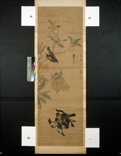 Vogels en tak door Qing Dynasty Chinese School