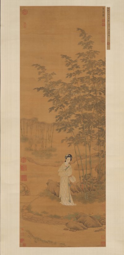 Dame in een bamboebos door Qiu Ying