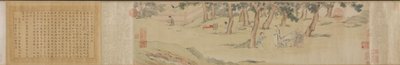 Zhao Mengfu schrijft de Hart Hridaya Sutra in ruil voor thee, 1542-43 door Qiu Ying