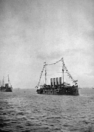 Marineparade voor de kust van Portsmouth, 1907 1908 door Queen Alexandra