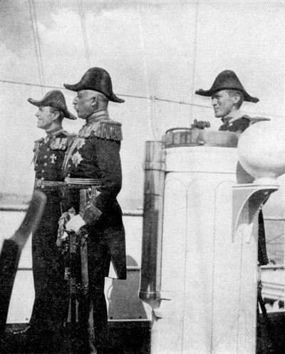 De hertog van Connaught met commodores Keppel en Crampton, 1907 door Queen Alexandra