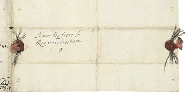 Adresblad van een brief van Elizabeth I van Engeland aan Hendrik IV van Frankrijk, ca. 1596 door Queen Elizabeth I of England and