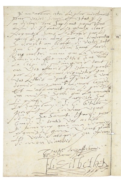 Brief in het Frans van Elizabeth I van Engeland aan Hendrik IV van Frankrijk, ca. 1596 door Queen Elizabeth I of England and
