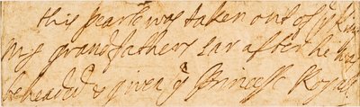 Manuscriptnotitie door Queen Mary II of England