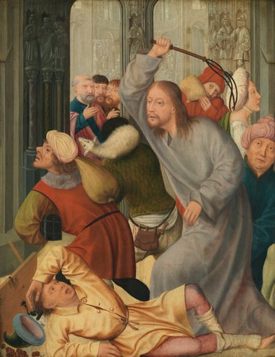 Christus verdrijft de geldwisselaars uit de tempel door Quentin Massys or Matsys