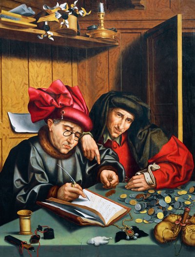 Geldschieters, circa 1515 door Quentin Massys or Matsys