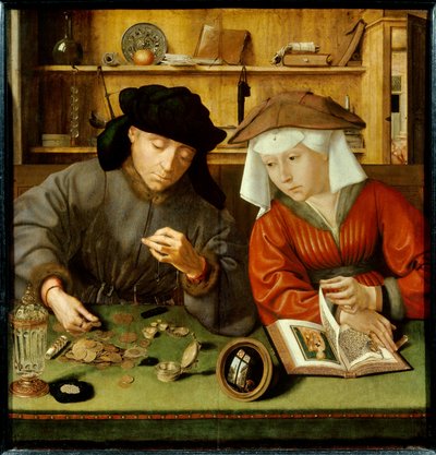 De Geldwisselaar en Zijn Vrouw door Quentin Massys or Matsys