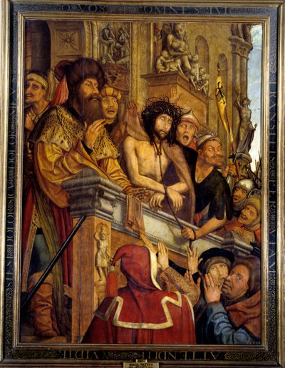 Ecce Homo Pontius Pilatus presenteert Christus aan de menigte Joden. 16e eeuw Madrid, Musee du Prado door Quentin Massys or Metsys