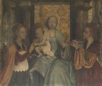 De Maagd en het Kind met de Heiligen Barbara en Catharina, circa 1518-1525 door Quentin Massys or Metsys