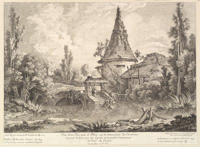 Uitzicht op toren bij Blois, midden 18e eeuw door Quentin Pierre Chedel
