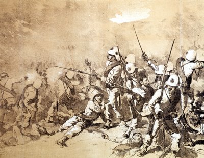 Slag bij Adoua tussen de Italianen en Ethiopië in 1896 door Quinto Cenni