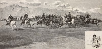 Cavalerie-oefeningen op 17 september, met lansier rechts, Pordenone door Quinto Cenni