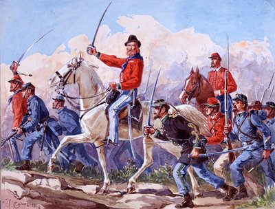 Risorgimento: de troepen van Giuseppe Garibaldi marcheren naar Rome door Quinto Cenni
