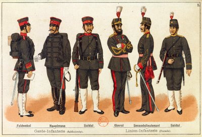 Sino-Japanse Oorlog - Uniformen van het Japanse leger, gravure, Leipzig door Quinto Cenni