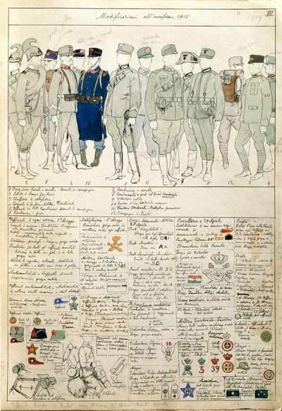 Uniformvariaties van het Koninkrijk Italië, kleurenplaat door Quinto Cenni door Quinto Cenni