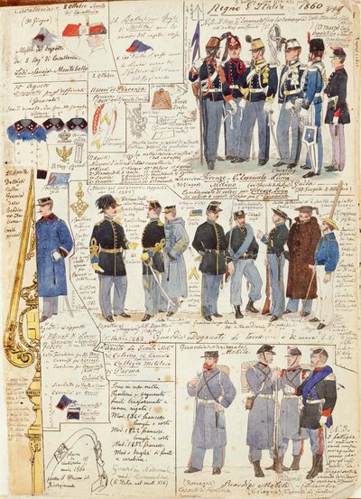 Uniformen en insignes van Koninkrijk Italië, kleurenplaat door Quinto Cenni