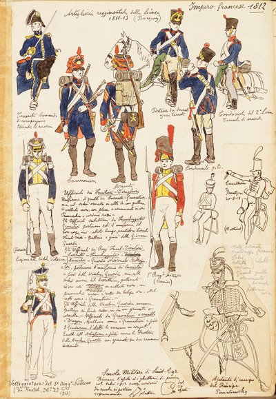 Uniformen van Artillerie van Koninkrijk Frankrijk, kleurplaat door Quinto Cenni door Quinto Cenni