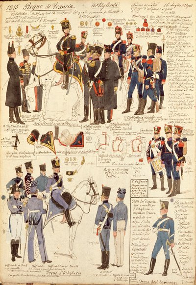 Uniformen van de artillerie van het Koninkrijk Frankrijk door Quinto Cenni