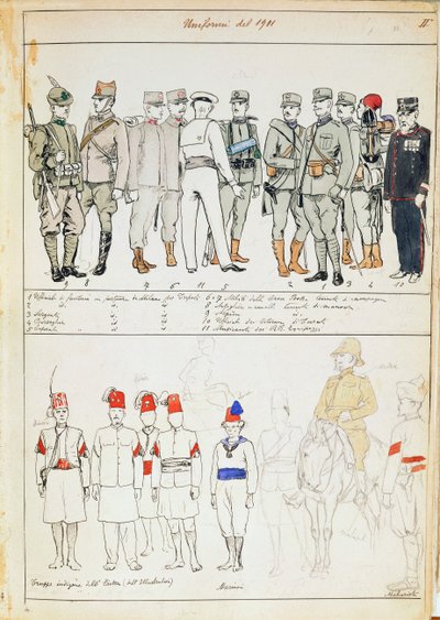 Uniformen van het Koninkrijk Italië, kleurenplaat door Quinto Cenni door Quinto Cenni