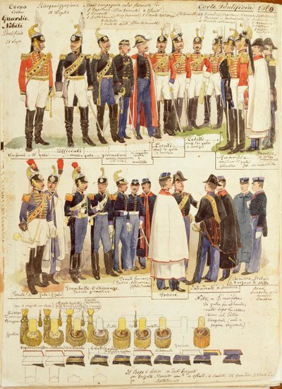 Uniformen van Pauselijke Edelgardes, kleurplaat door Quinto Cenni door Quinto Cenni
